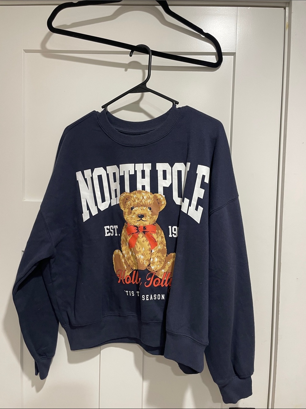 North Pole Teddy Bear Graphic Sweatshirt - Navy